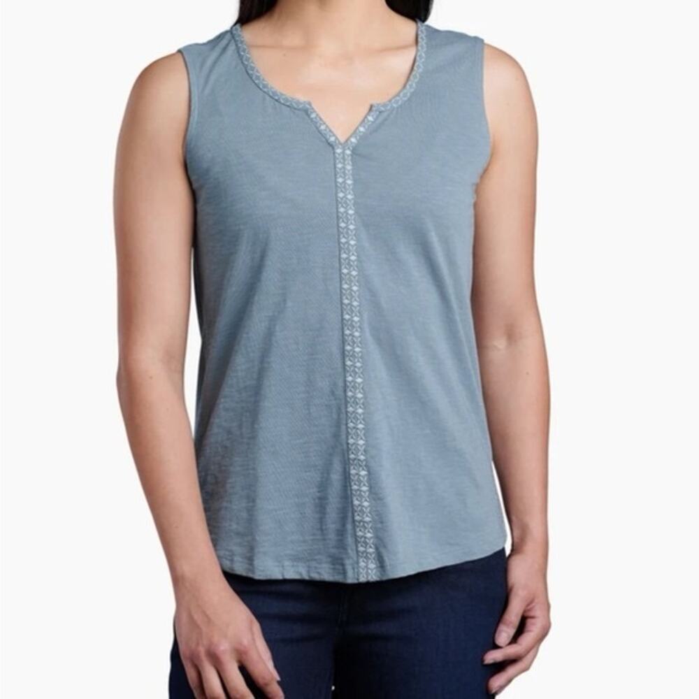 KUHL Shay Tank Blue Sleeveless Embroidered Top Women’s XS